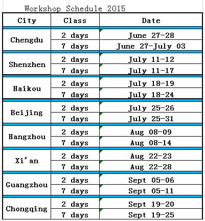 Workshop Schedule for Cities in China 2015